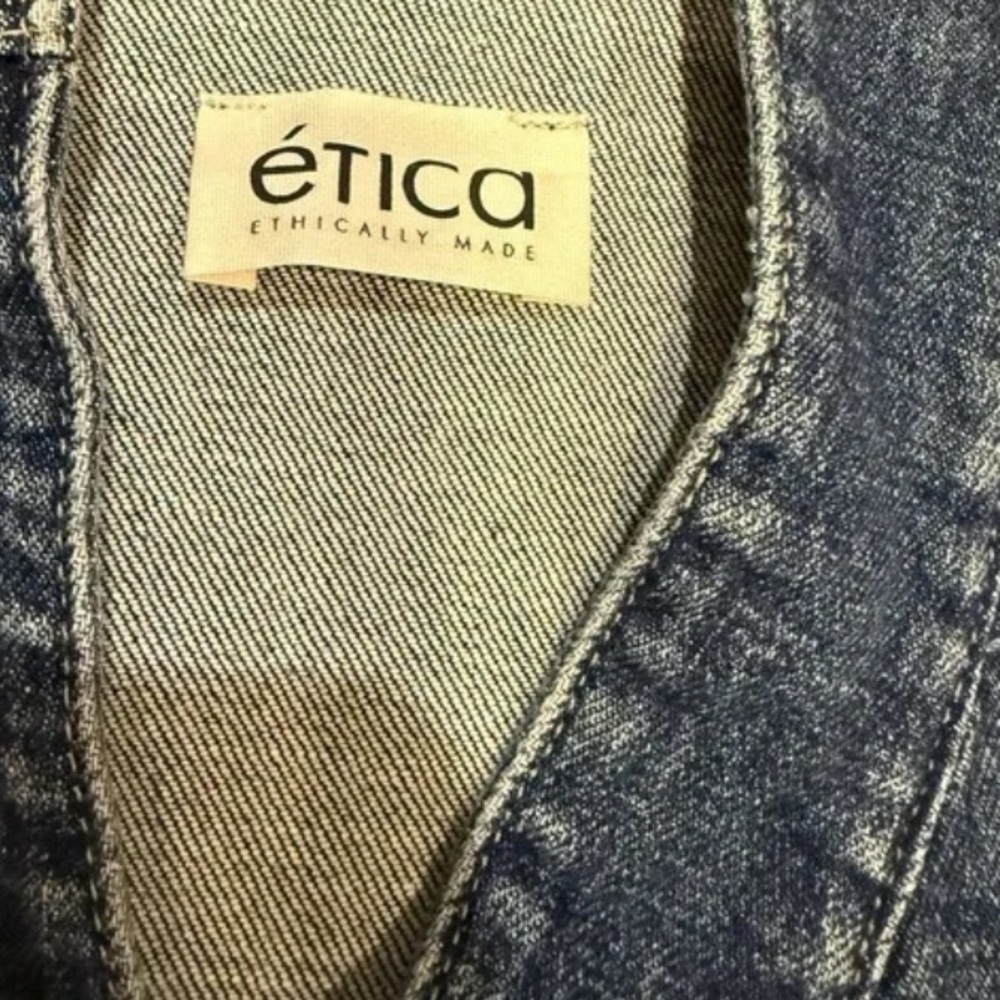 Etica Denim Asymmetric Zipper Charley Biker-Style Minidress XS - Picture 6 of 9